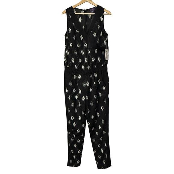 NYDJ Jumpsuit Womens Size 6 Milly Printed Black Woodblock Batik Romper New - Picture 1 of 13